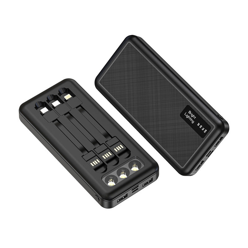 Power Bank With Detachable Cable And LED Display, Large Capacity Fast Charging