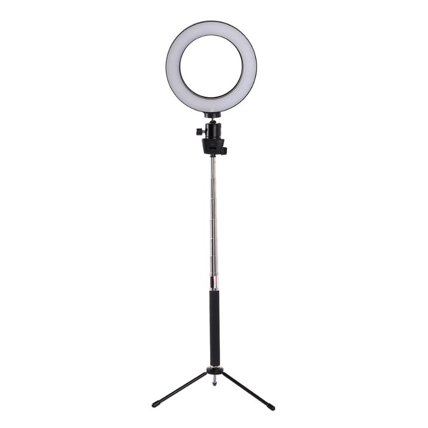 Apple-Compatible Adjustable LED Ring Fill Light with Floor Tripod for Photography