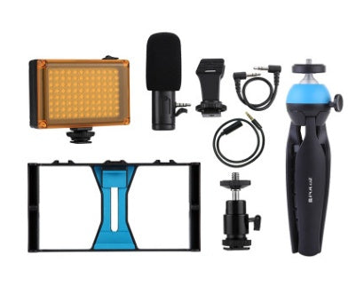 Mobile Live Streaming Kit With Rabbit Cage, Microphone, Tripod And Fill Light Compatible With Apple Devices