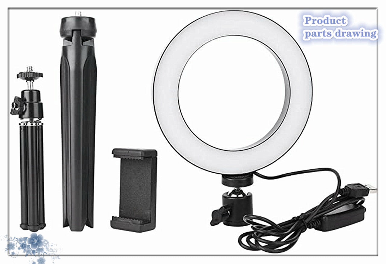 Apple-Compatible 360° Rotatable Ring Light with Desktop Tripod for Live Streaming