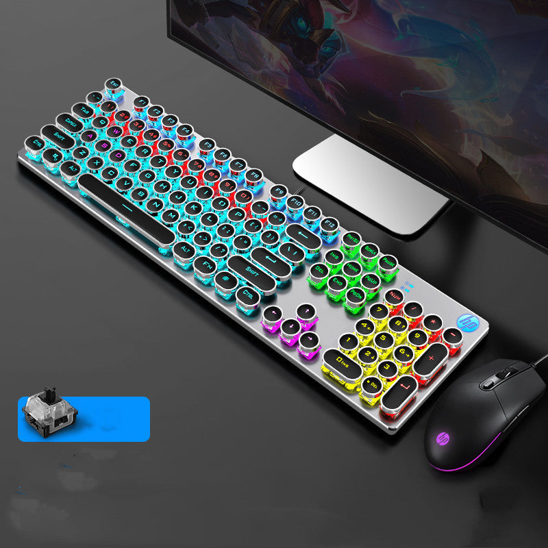 Punk Style Wired Mechanical Keyboard for Office Use
