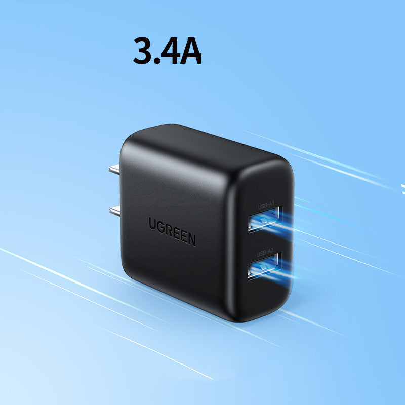 20W Dual Port USB Fast Charging Adapter With Cable