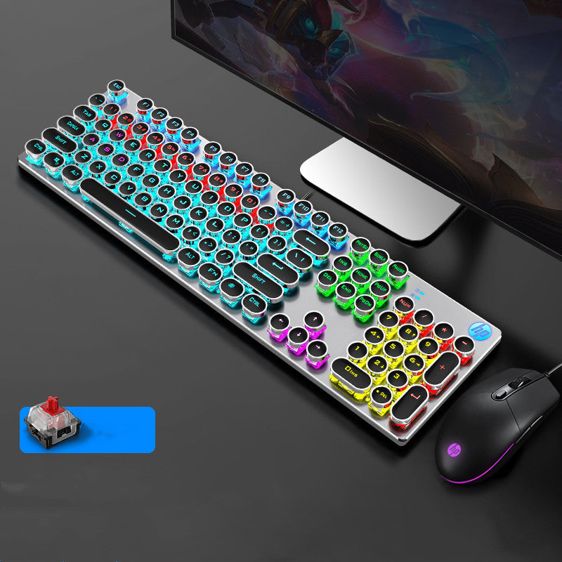 Punk Style Wired Mechanical Keyboard for Office Use