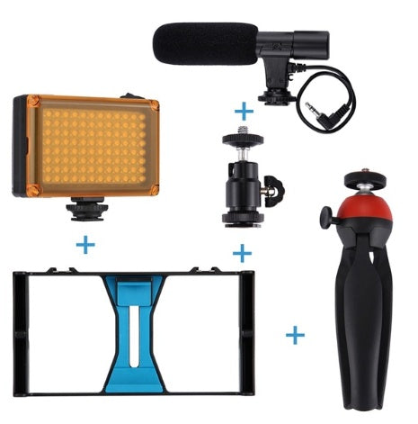 Mobile Live Streaming Kit With Rabbit Cage, Microphone, Tripod And Fill Light Compatible With Apple Devices