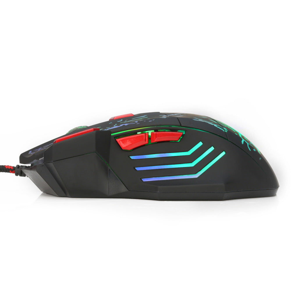 Wired Water Crack Luminous Gaming Mouse