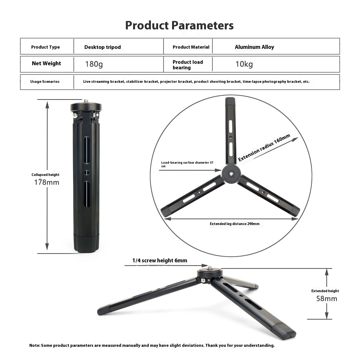 Aluminum Alloy Mini Desktop Phone Tripod Bracket