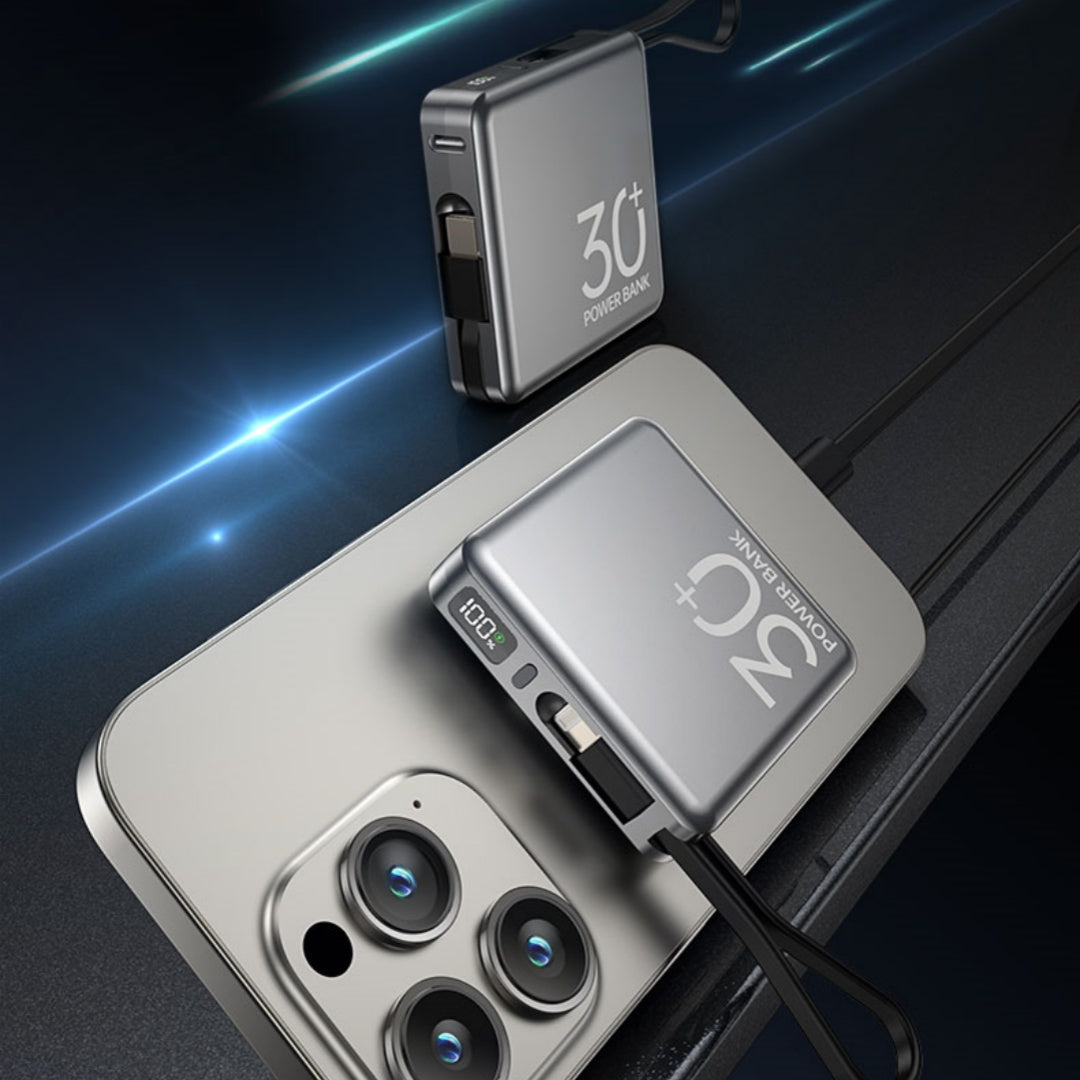 20000mAh Large Capacity Power Bank With Built-In Cable