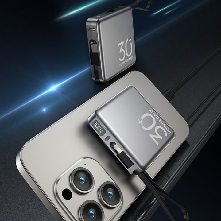 20000mAh Large Capacity Power Bank With Built-In Cable