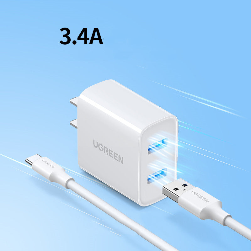 20W Dual Port USB Fast Charging Adapter With Cable