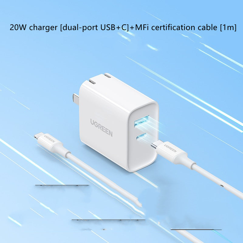 20W Dual Port USB Fast Charging Adapter With Cable