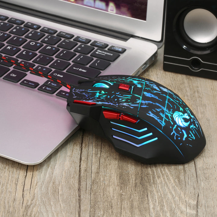 Wired Water Crack Luminous Gaming Mouse