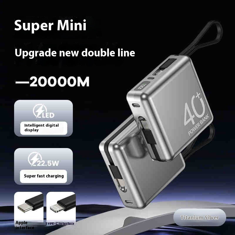 20000mAh Large Capacity Power Bank With Built-In Cable