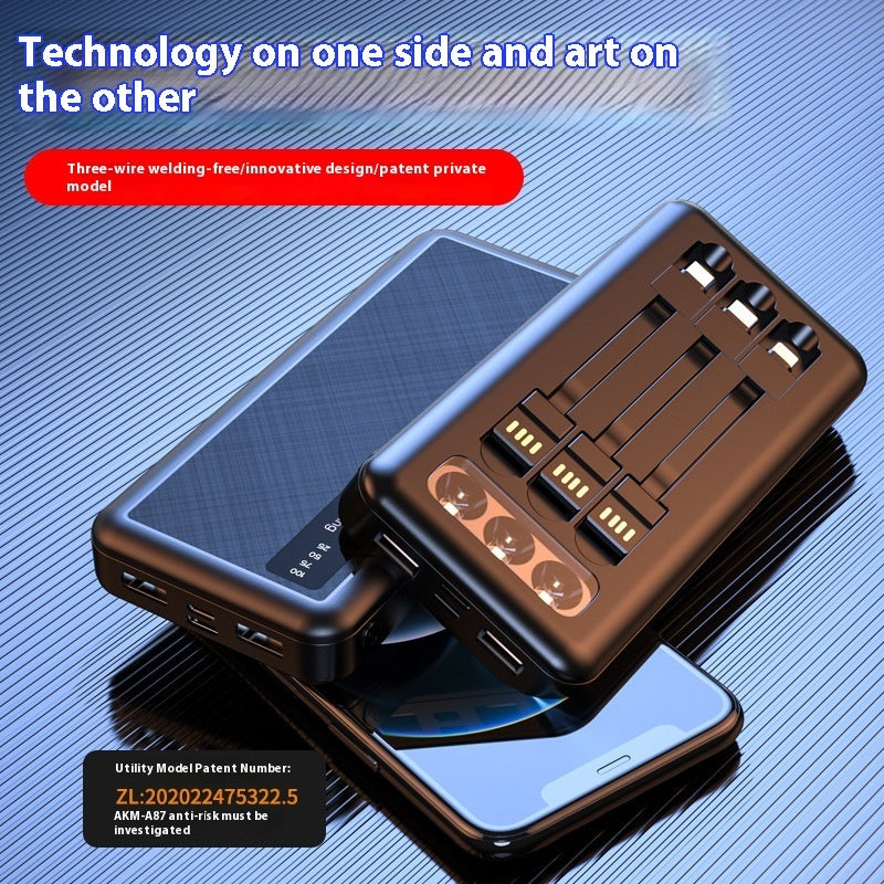 Power Bank With Detachable Cable And LED Display, Large Capacity Fast Charging