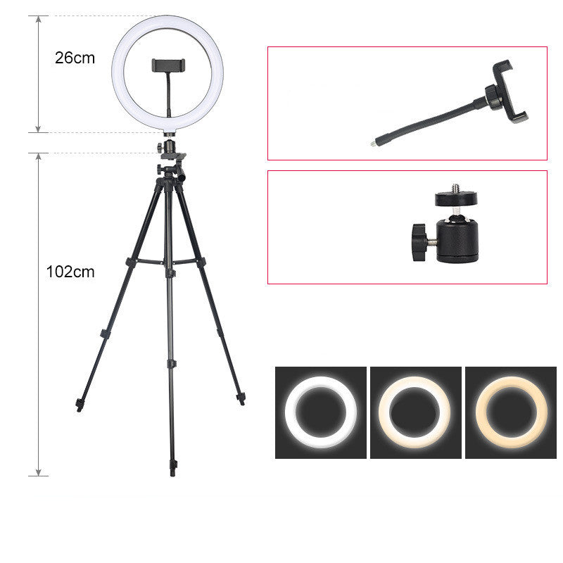 Apple-Compatible LED Ring Fill Light Tripod for Mobile Phones