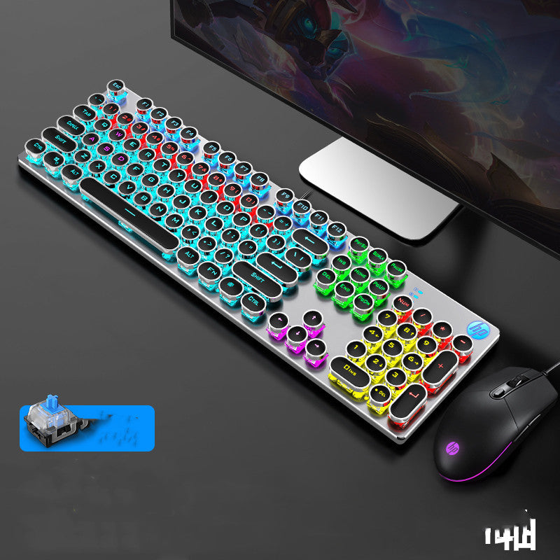 Punk Style Wired Mechanical Keyboard for Office Use