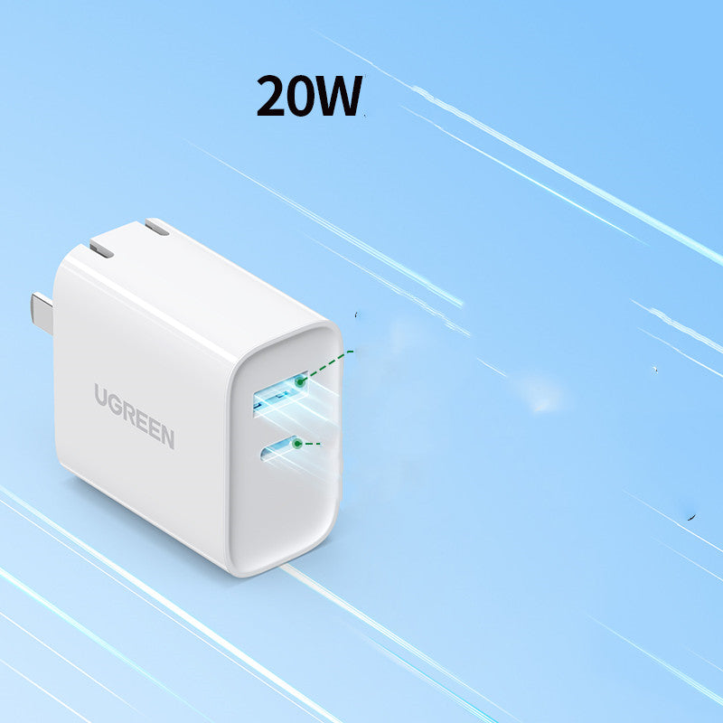 20W Dual Port USB Fast Charging Adapter With Cable