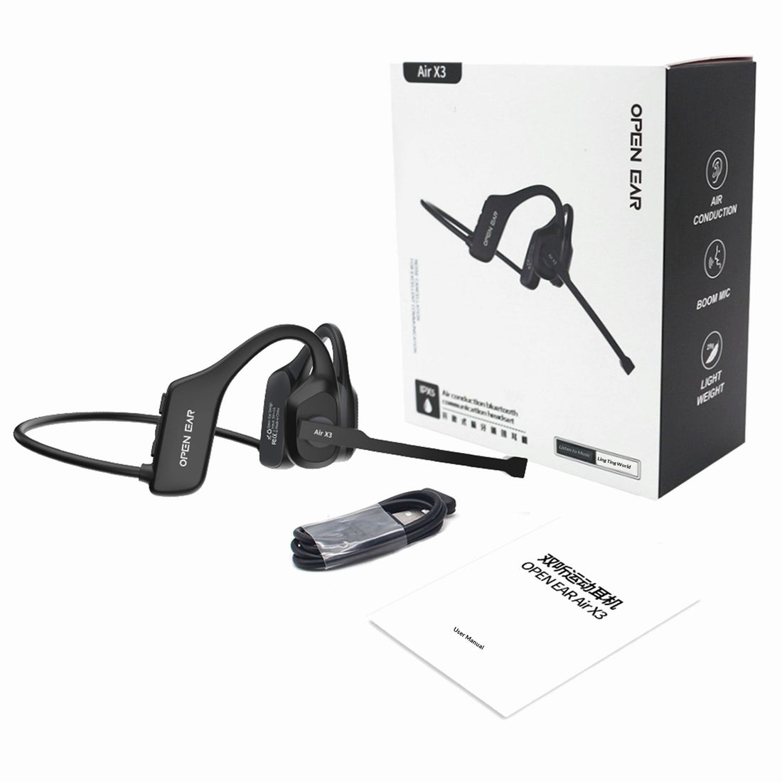 Open-Ear Bone Conduction Bluetooth Headphones With Noise Cancelling