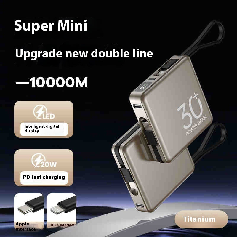 20000mAh Large Capacity Power Bank With Built-In Cable