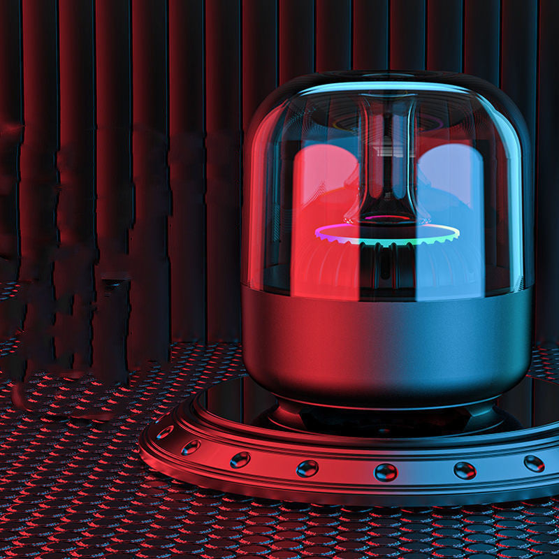 Blue Glass Mini Desktop Speaker With Bass