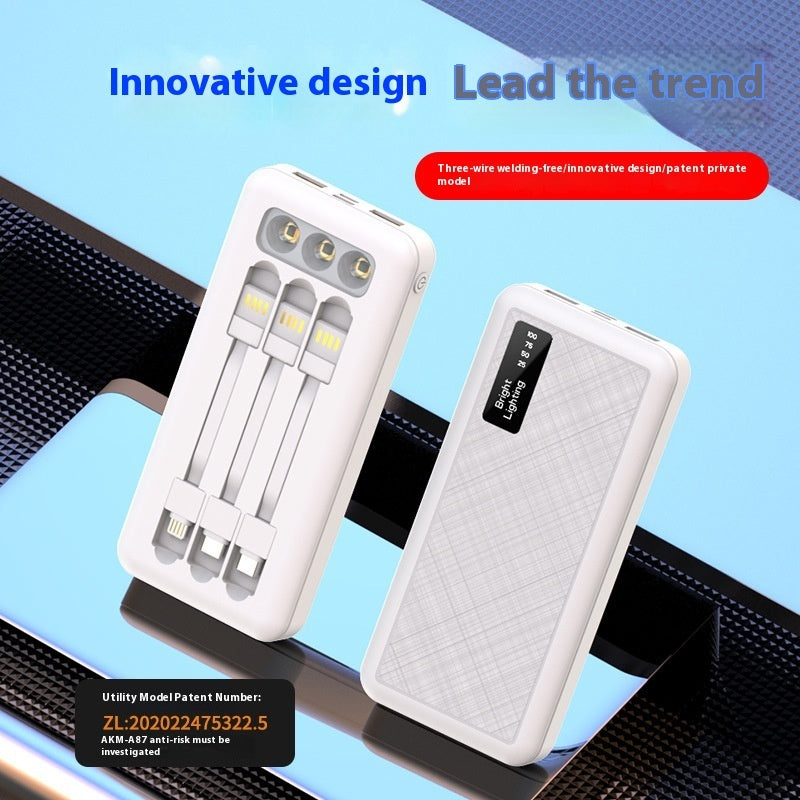 Power Bank With Detachable Cable And LED Display, Large Capacity Fast Charging