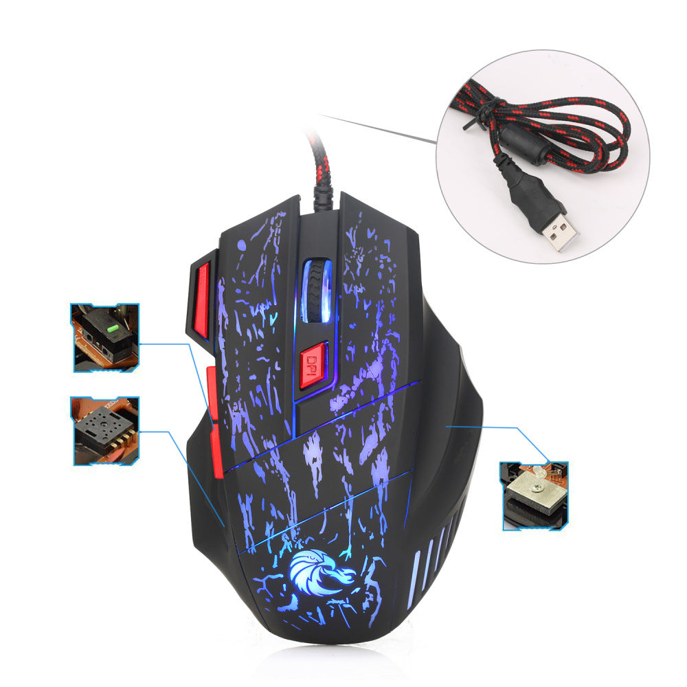 Wired Water Crack Luminous Gaming Mouse