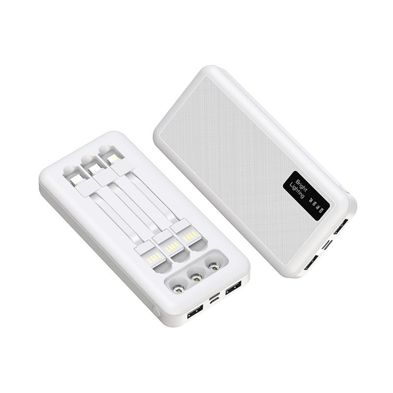 Power Bank With Detachable Cable And LED Display, Large Capacity Fast Charging