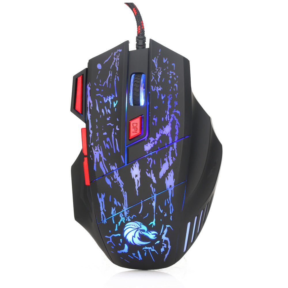 Wired Water Crack Luminous Gaming Mouse