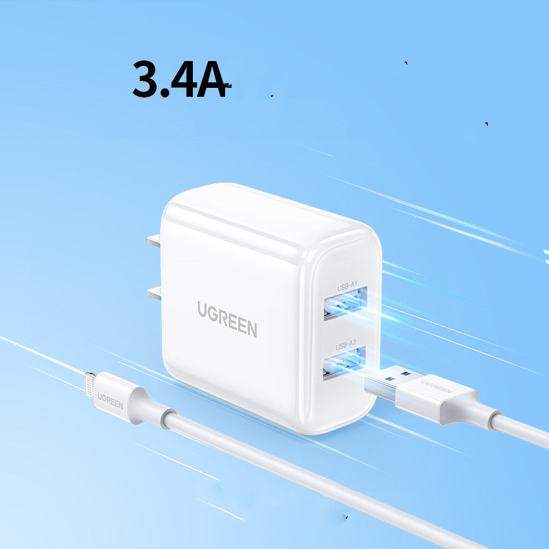 20W Dual Port USB Fast Charging Adapter With Cable